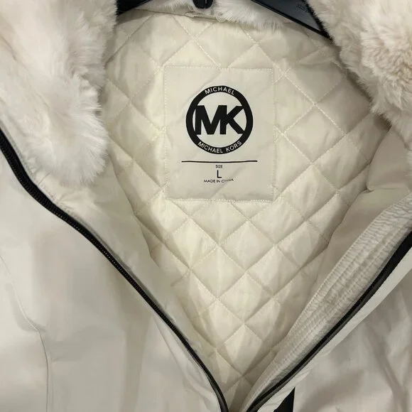 Michael Kors Anorak Raincoat - Bone White - Size L - Picture 5 of 6